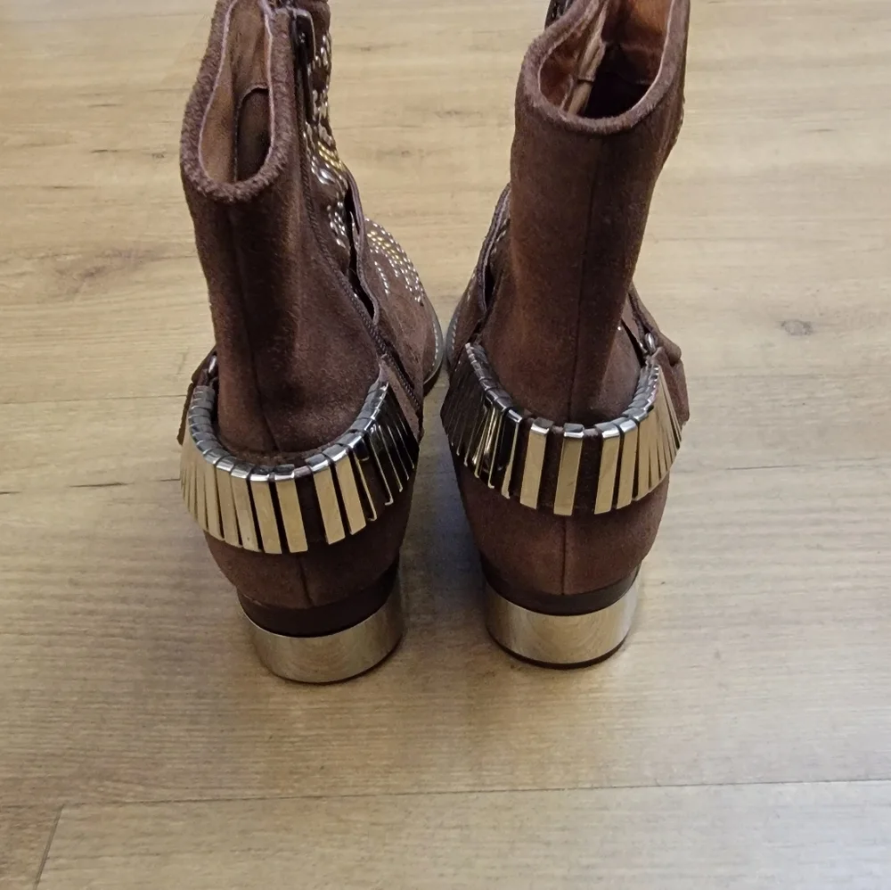 Jeffrey Campbell Suede Presley Studded Cowboy Boots - Picture 7 of 12